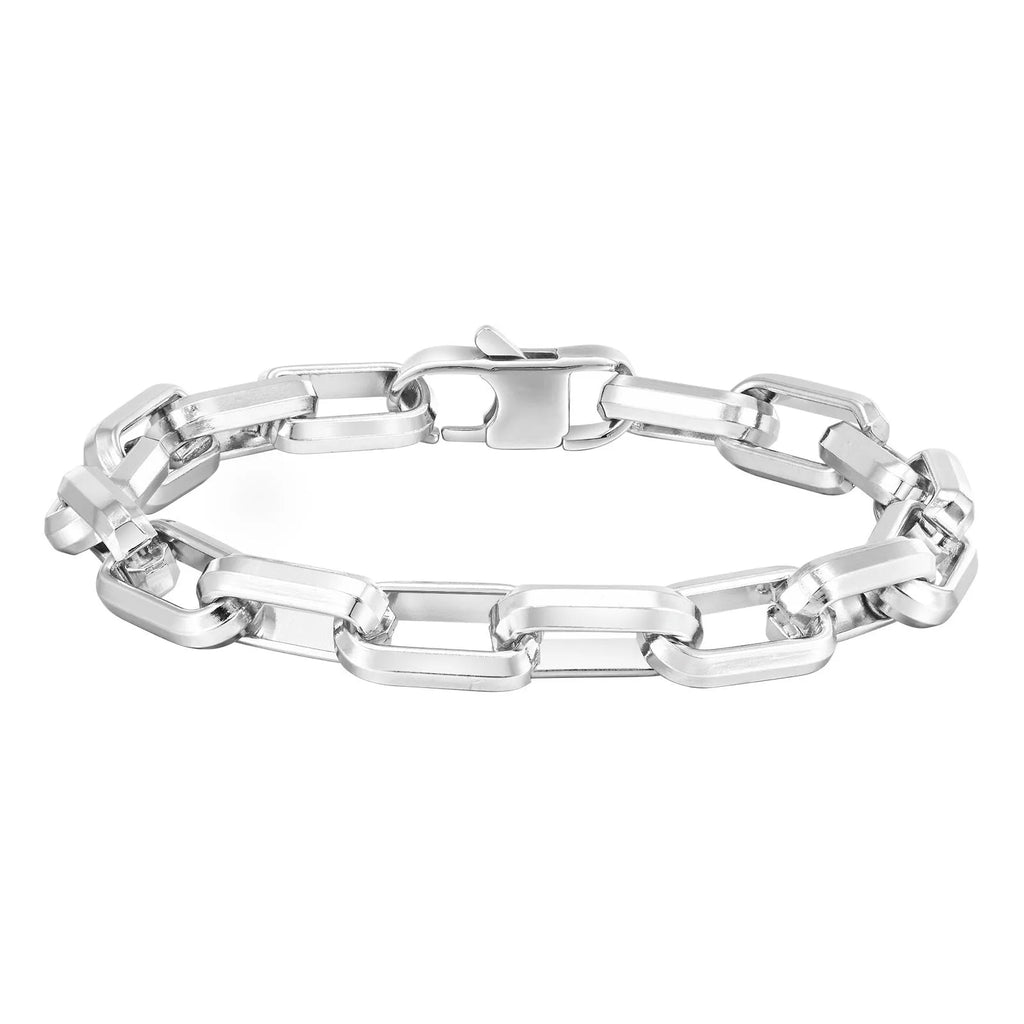 Square chain men's bracelet in titanium steel with electroplated finish showing geometric link design