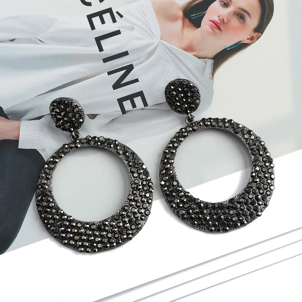 Cartoon alloy drop earrings with colourful large diamond pendants in European fashion style