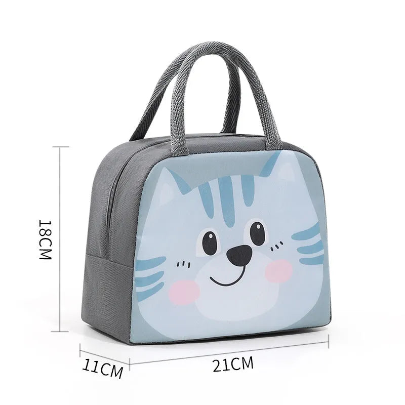 Orange cartoon bear insulated lunch box bag for children with aluminium foil insulation.