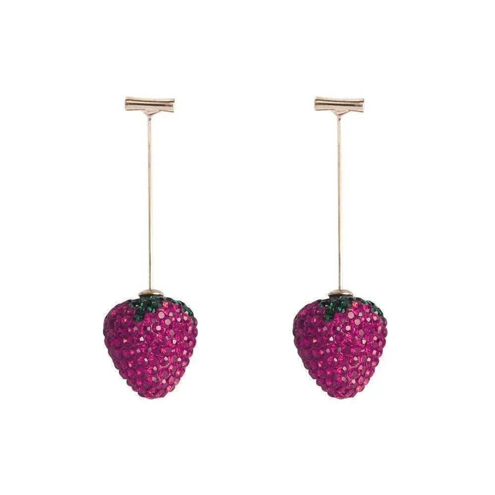 Spot drill geometric strawberry earrings for women in zinc alloy with six colour options
