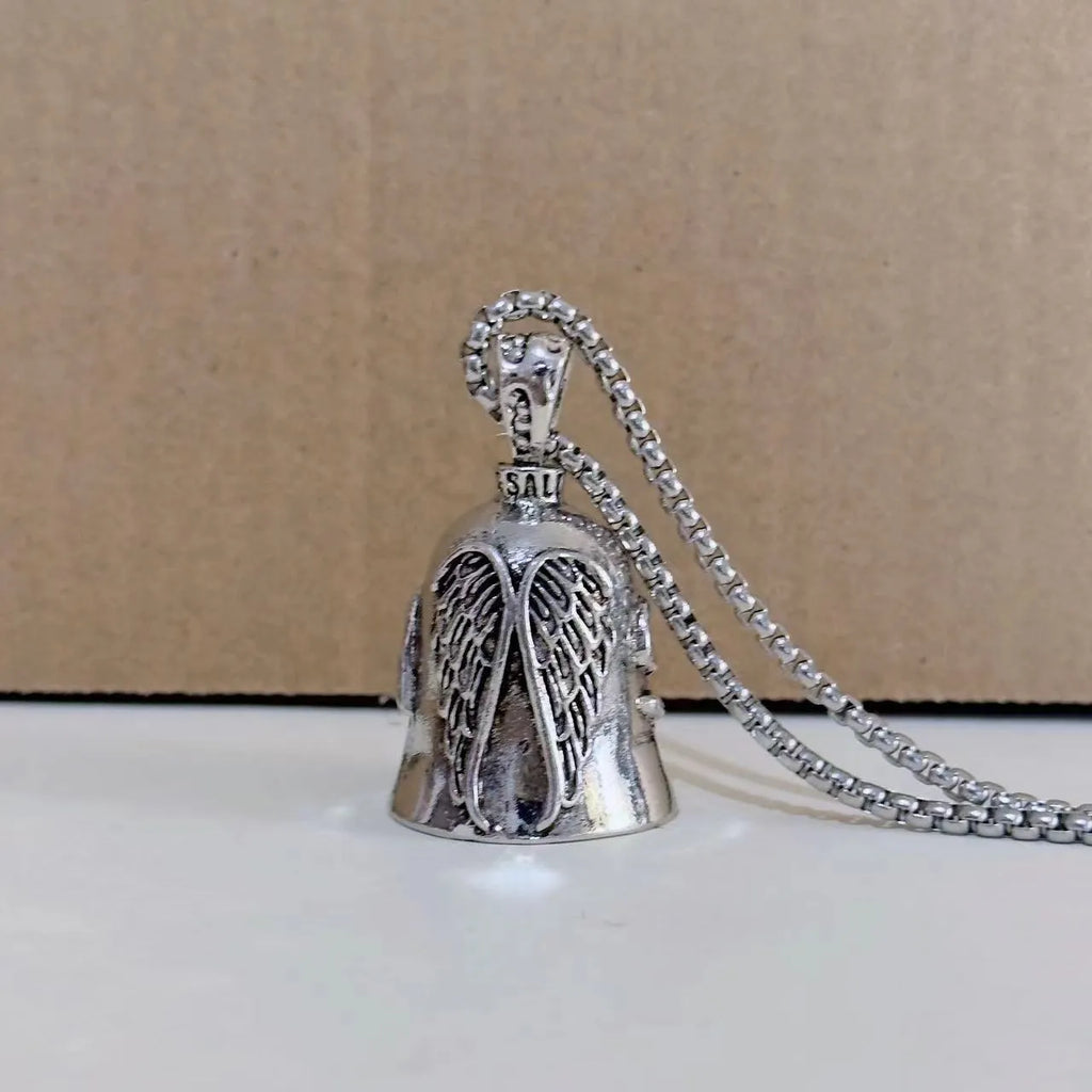 Vintage white angel feather alloy keychain and necklace set with electroplated finish.
