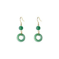 Green Chinese style cheongsam peace buckle design geometric earrings with zinc alloy construction