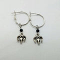 Silver Tibetan antelope design round ring earrings for women
