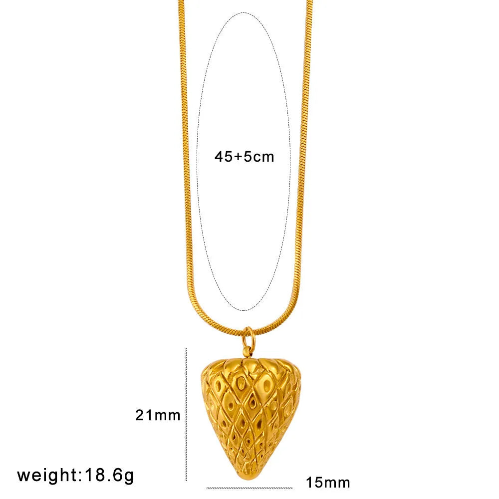 Stainless steel fruit necklace pendant with regular chain, showing fruit charm options