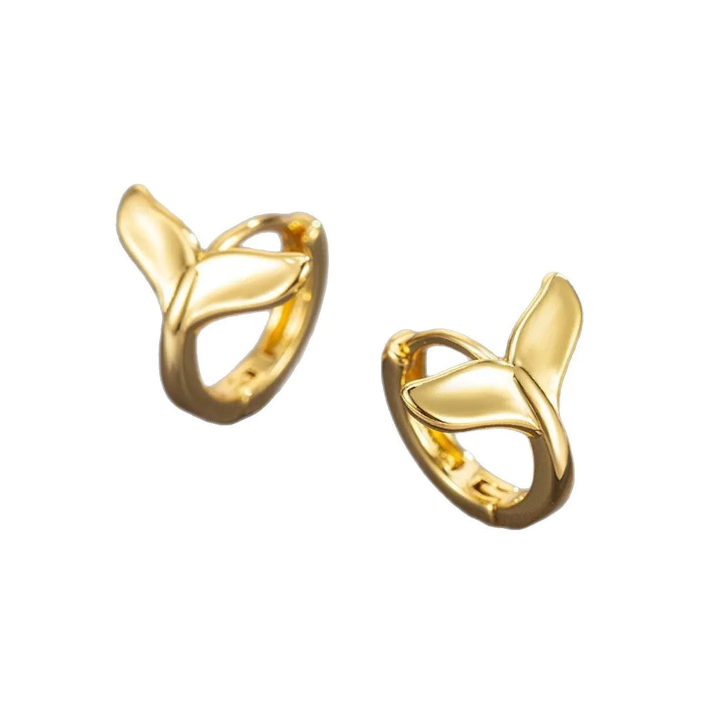 A pair of women's simple fishtail design earrings with an electroplated white gold or yellow gold finish.