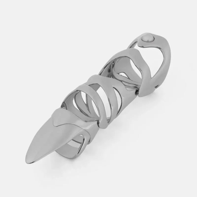 Silver alloy punk armour finger stall for gothic jewellery or cosplay accessories