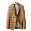 Men's slim fit wool suit jacket in a solid colour with a polyester lining.