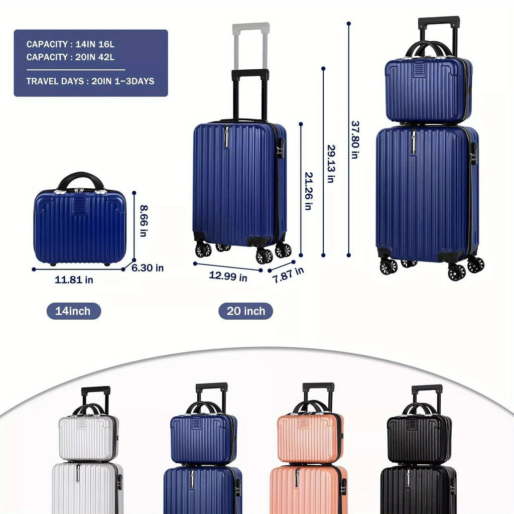Aluminium alloy suitcase and mini box travel set with 14-inch and 20-inch trunks