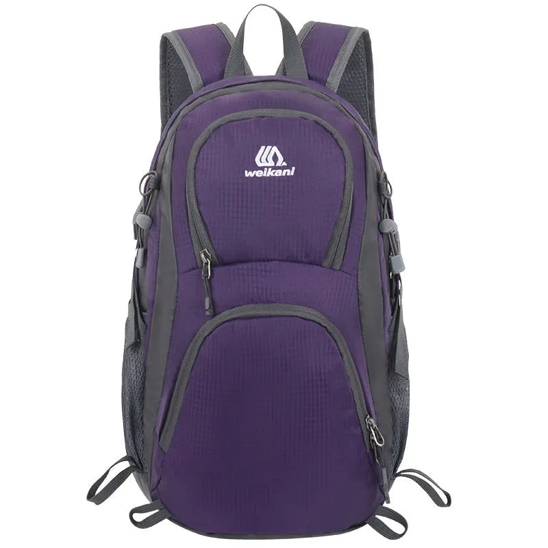 20-litre multi-functional sports backpack in Oxford cloth with an air pillow belt, shown in various colours.