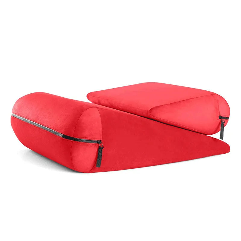High-density sponge furniture triangle pillow in grey, measuring 68cm, with embroidery detail.