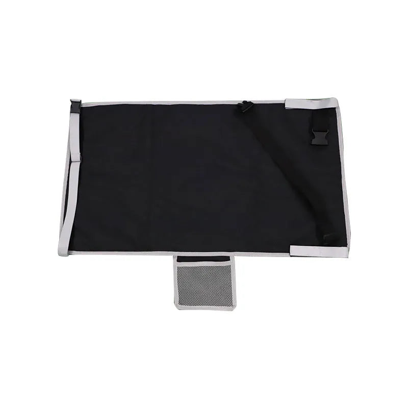 Portable children's aircraft pedal seat extender with drawstring storage pocket