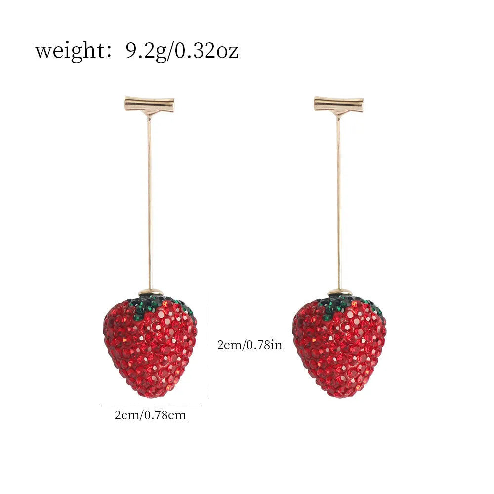 Spot drill geometric strawberry earrings for women in zinc alloy with six colour options