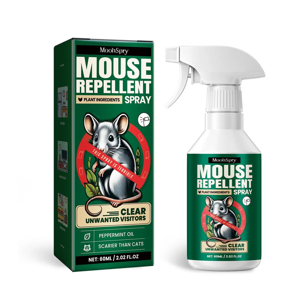 60ml bottle of natural essential oil rat and mouse repellent spray.