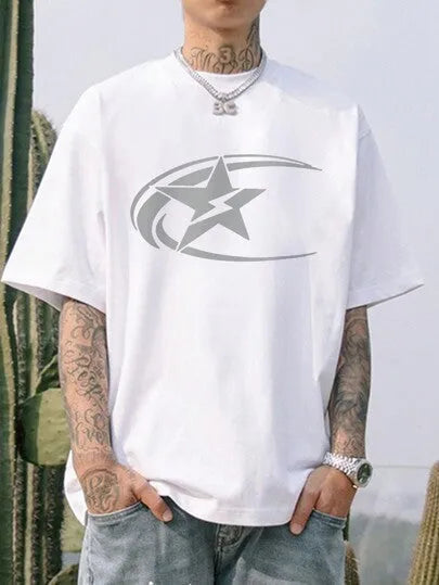 Men's pure cotton short sleeve t-shirt in Japanese retro style solid colour