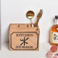 Wooden kitchen storage box with grid divider for knives, forks and chopsticks organisation