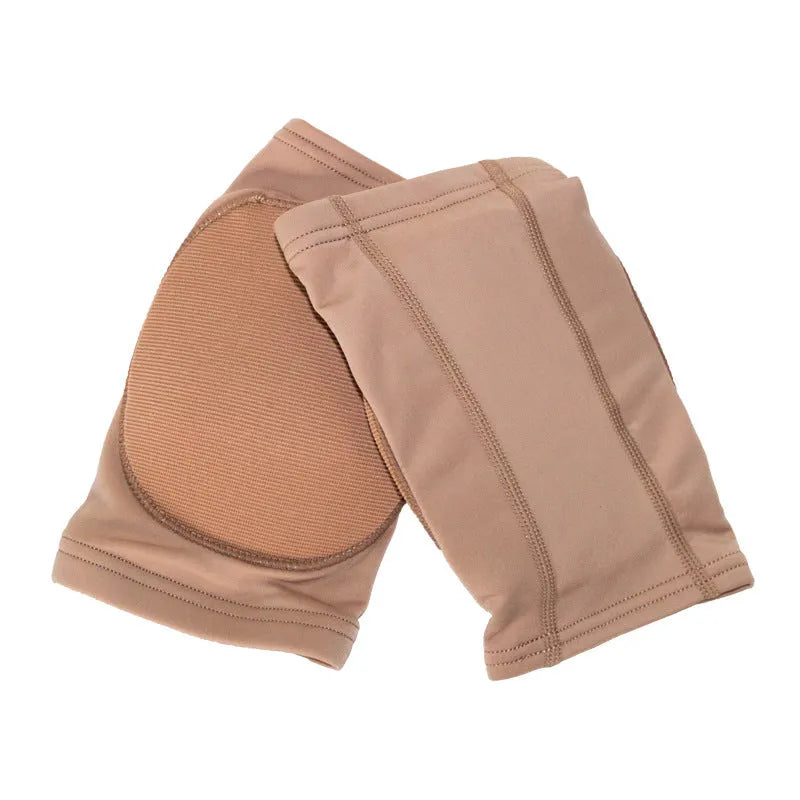 Black and skin colour elasticated knee pads for ballet dance and yoga exercise protection