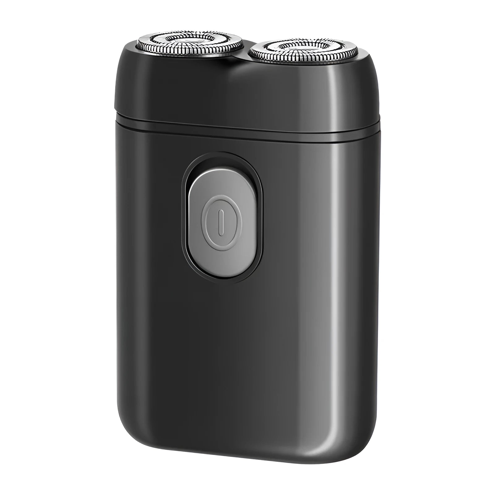 Rechargeable electric shaver in black with floating cutter heads and LED display