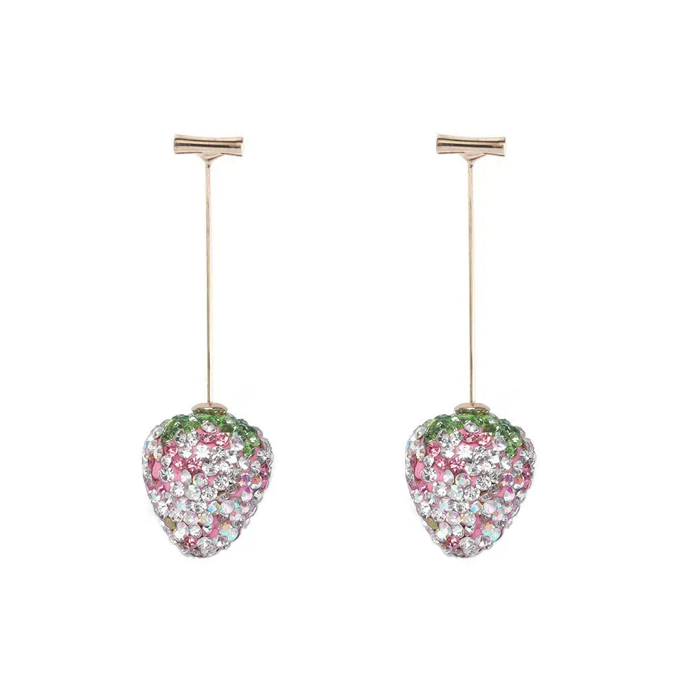 Spot drill geometric strawberry earrings for women in zinc alloy with six colour options