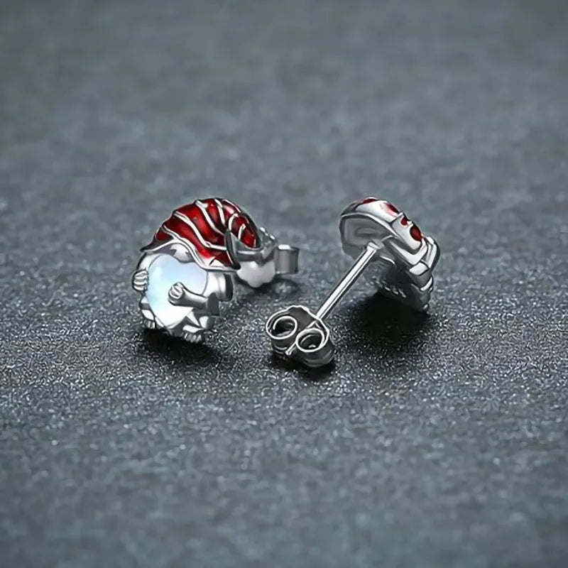 Women's Santa Claus design heart-shaped earrings in white gold colour