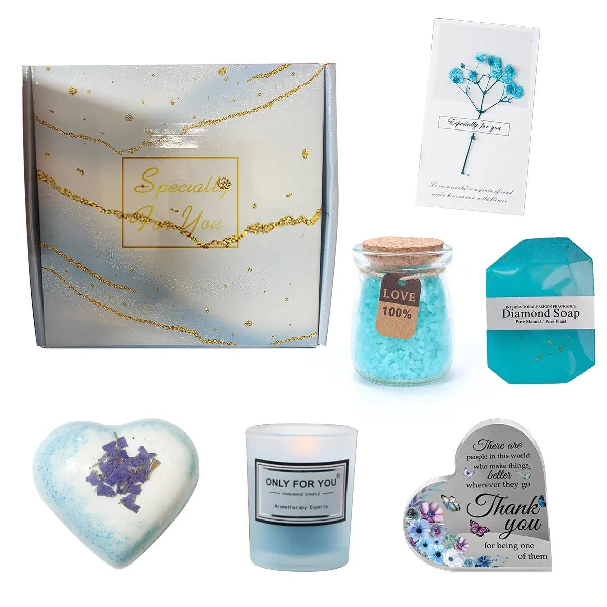 Soy wax aromatherapy candle bath set gift box with decorative suit designs in multiple colours