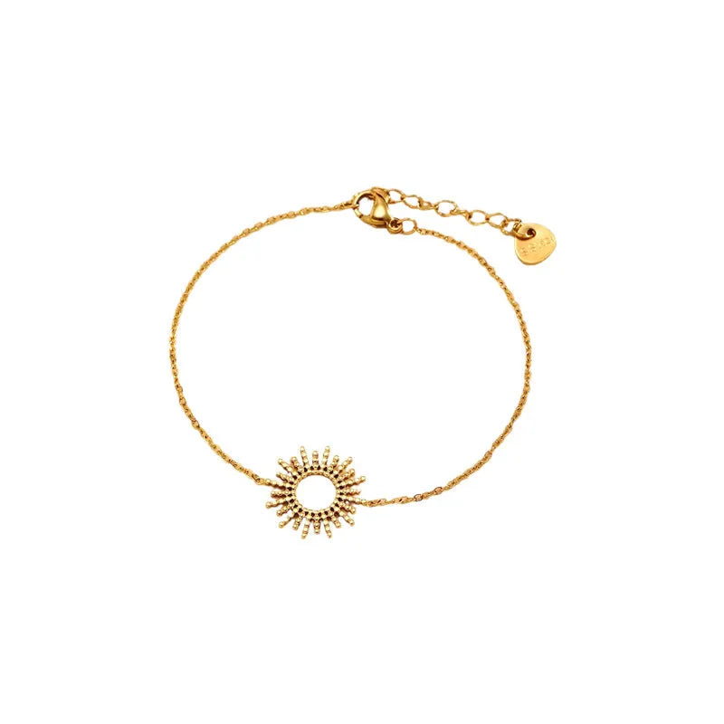 Sunflower Series gold necklace and bracelet set with geometric chain design
