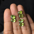 Natural olivine faceted stud earrings in S925 silver with grass green 6×8mm stone