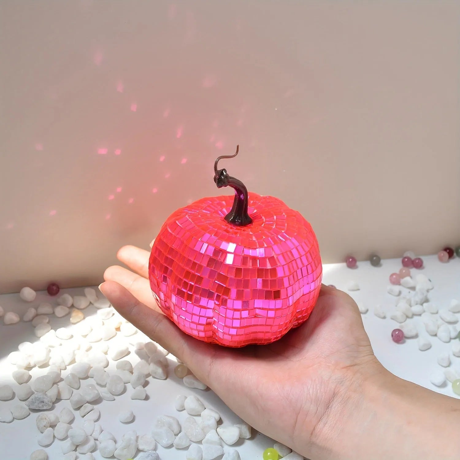 Chinese style glass pumpkin ornament with embroidered texture for Halloween and Christmas decoration.
