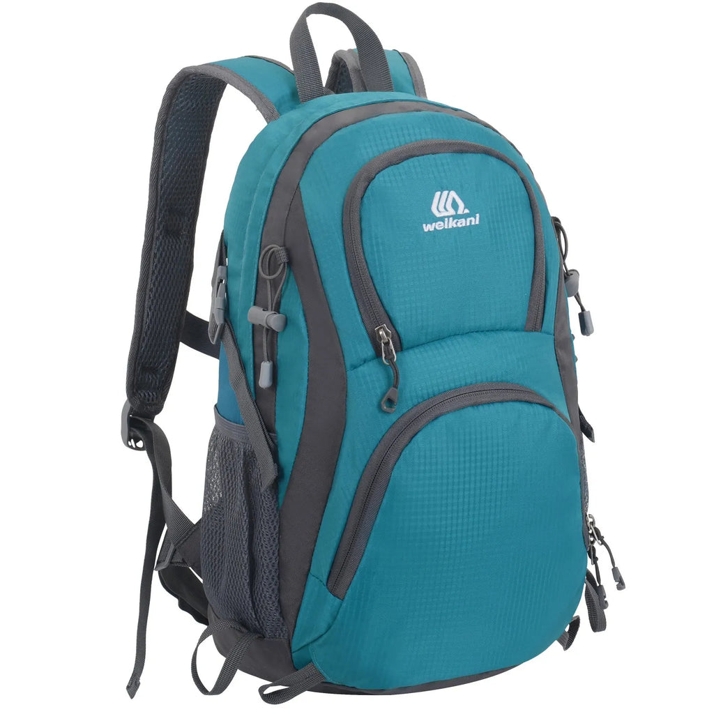 20-litre multi-functional sports backpack in Oxford cloth with an air pillow belt, shown in various colours.