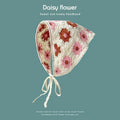 Women's cotton triangle headscarf with floral pattern in French retro style