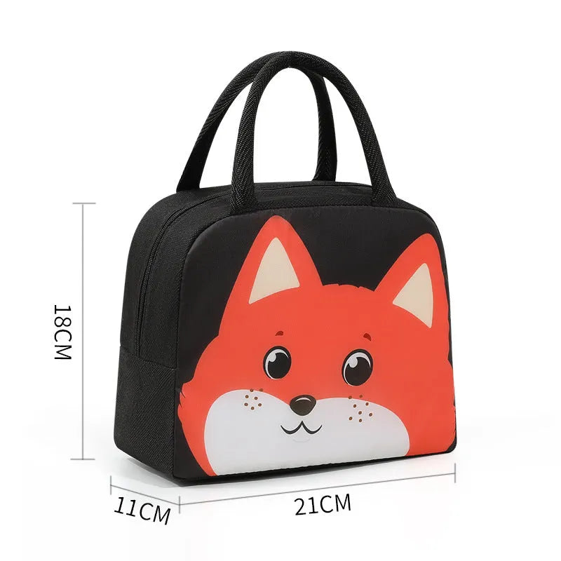 Orange cartoon bear insulated lunch box bag for children with aluminium foil insulation.