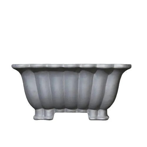 Square purple sand ceramic bonsai pot with classical Du Xiliang style measuring 37x15cm for desktop plants