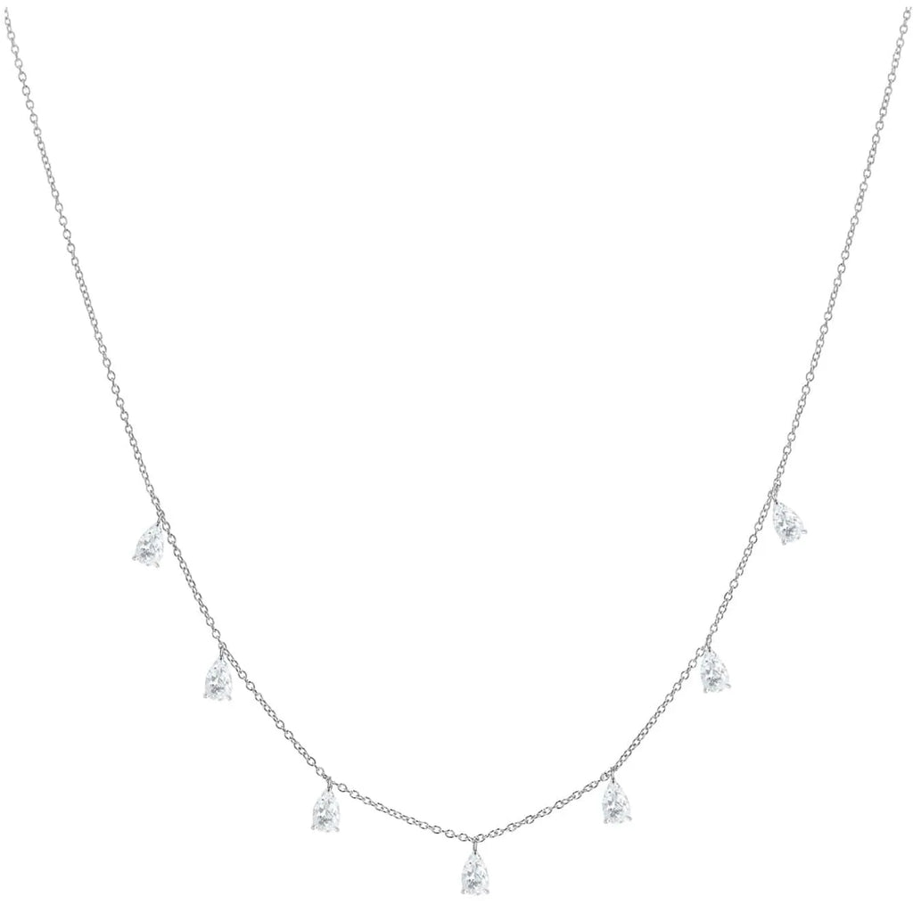 Adjustable 925 silver drop-shaped artificial zircon necklace in silver, rose gold, or golden yellow