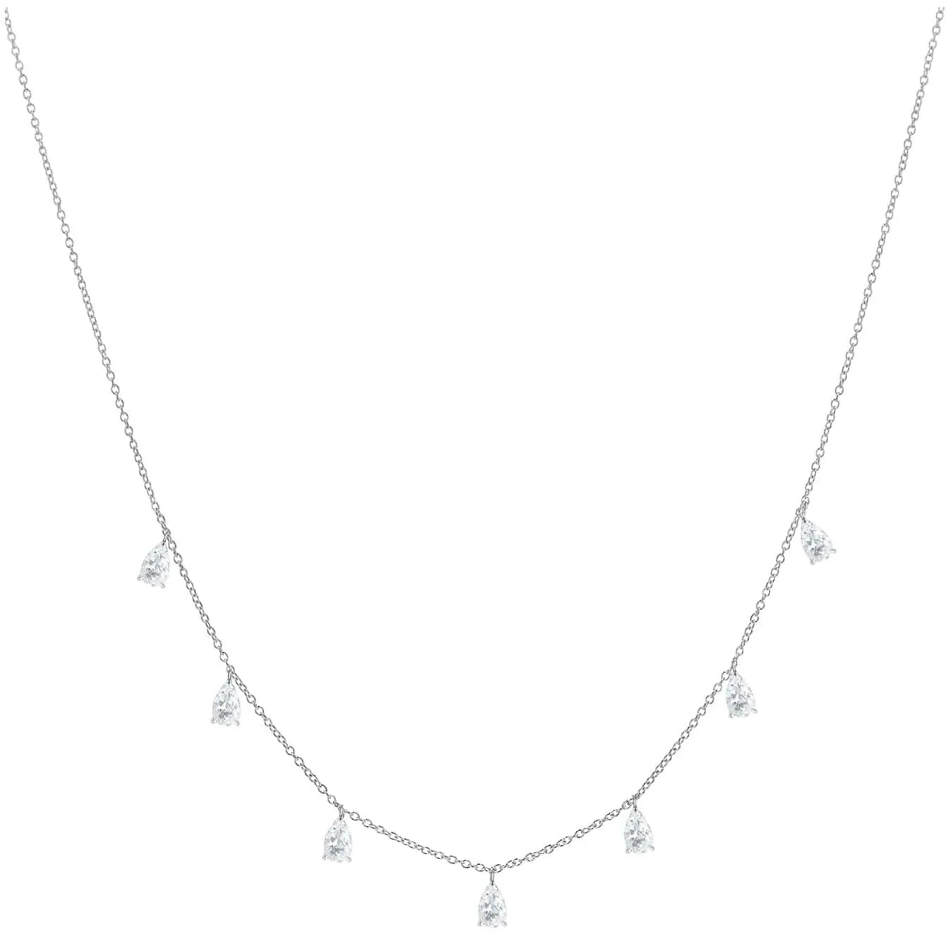 Adjustable 925 silver drop-shaped artificial zircon necklace in silver, rose gold, or golden yellow