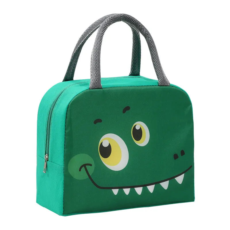 Orange cartoon bear insulated lunch box bag for children with aluminium foil insulation.
