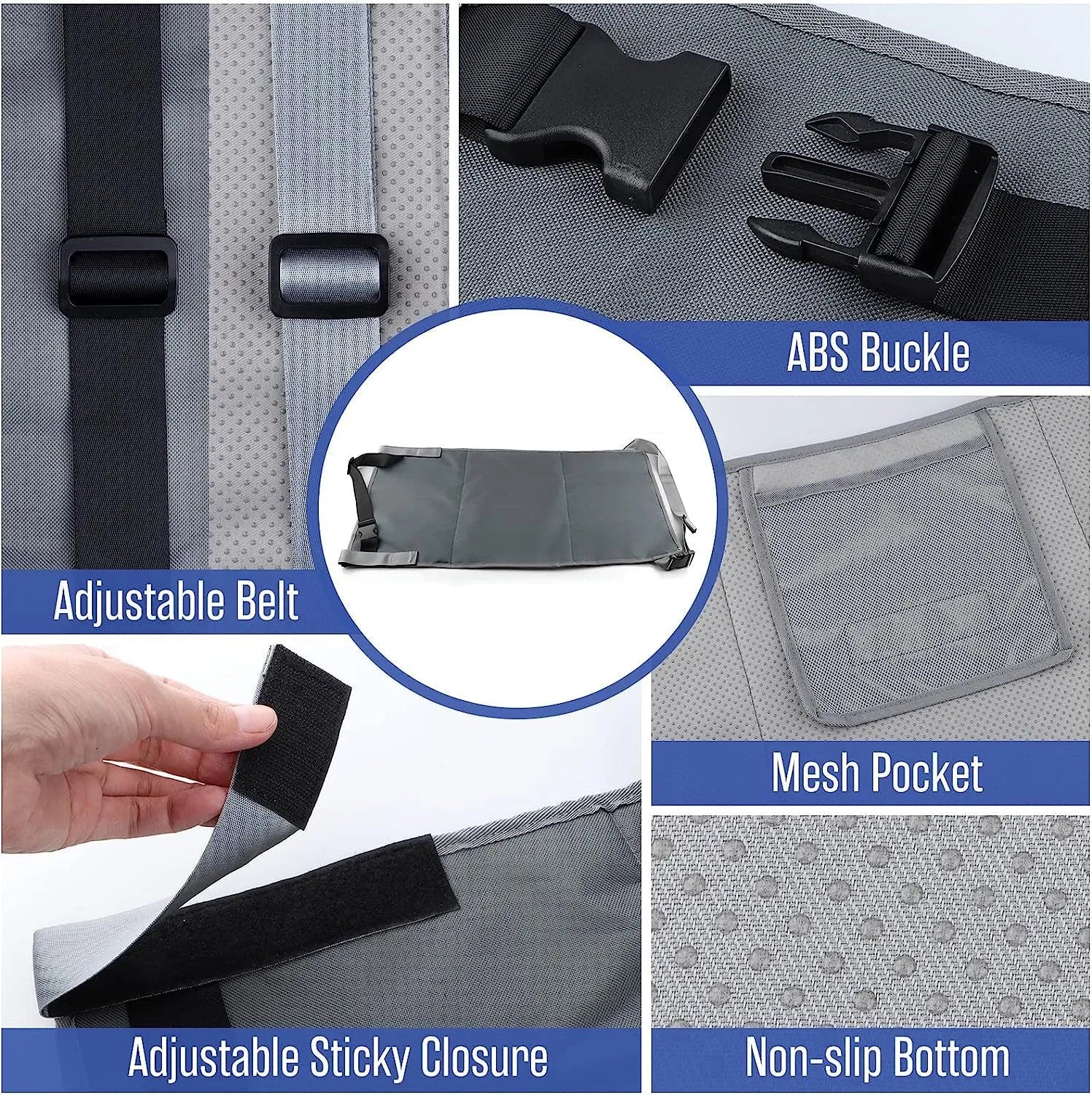 Portable children's aircraft pedal seat extender with drawstring storage pocket