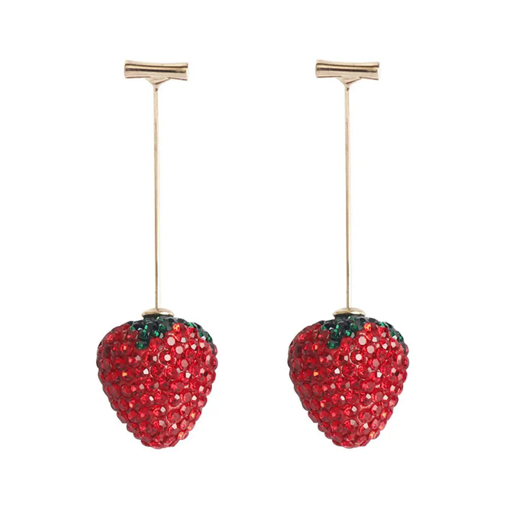 Spot drill geometric strawberry earrings for women in zinc alloy with six colour options
