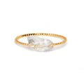 Geometric shaped agate ring for women on a hand, showing original design and coloured stone.