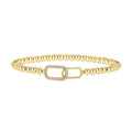 Adjustable stainless steel beaded bracelet with geometric shapes and round elements