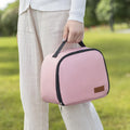 Insulated lunch box bag in textured cloth with large capacity for picnics and meals