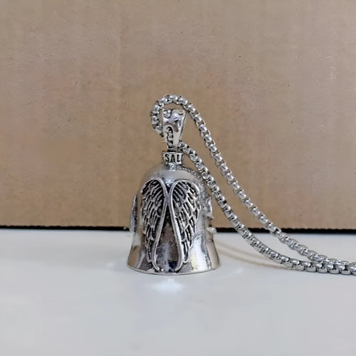 Vintage white angel feather alloy keychain and necklace set with electroplated finish.