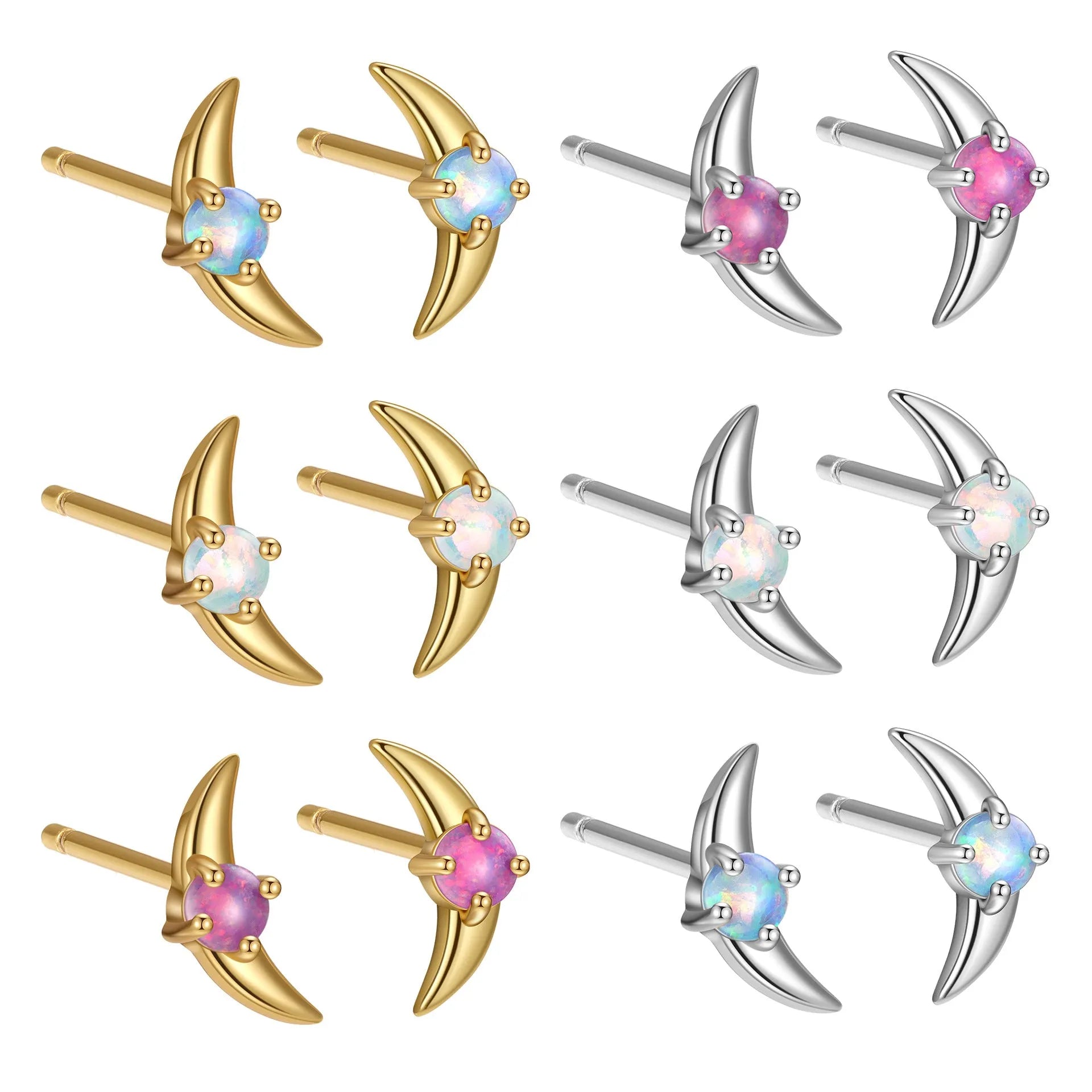 A pair of geometric-shaped 925 silver earrings with a gold colour electroplate and a blue cubic zirconia stone.