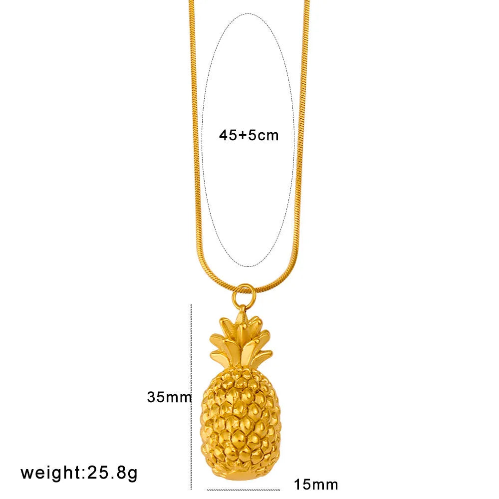 Stainless steel fruit necklace pendant with regular chain, showing fruit charm options