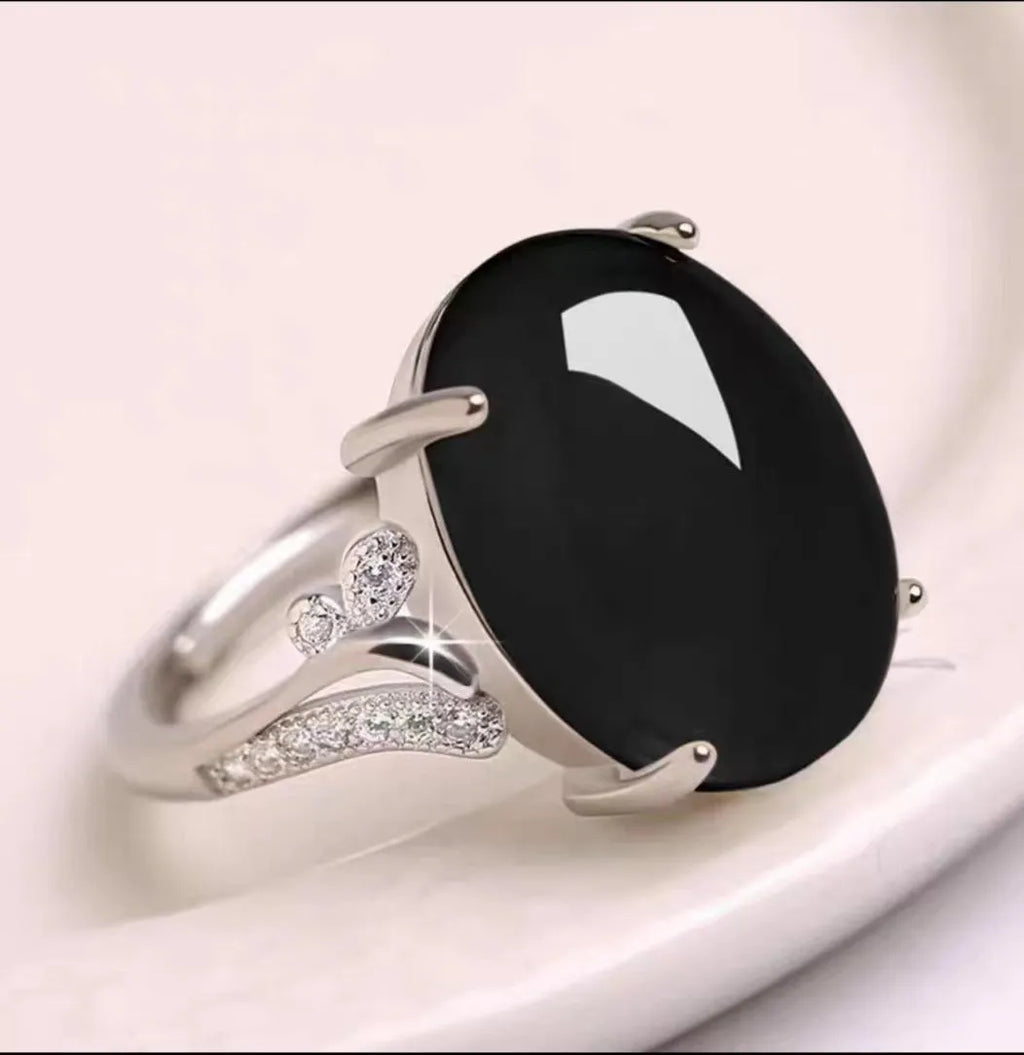 Adjustable ethnic geometric sapphire ring with natural stone in multiple colour options