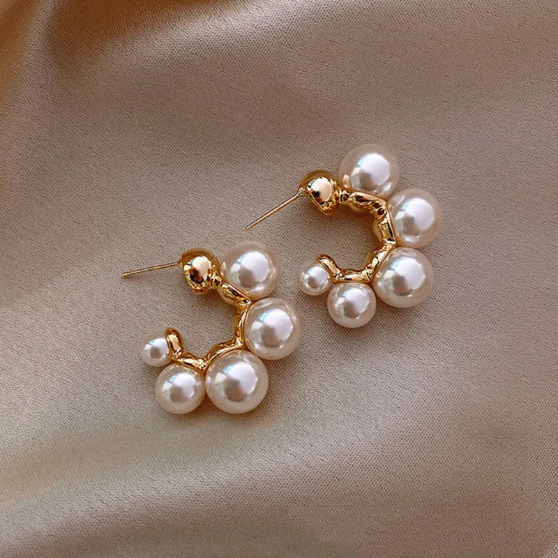 Red bell-shaped alloy earrings for women with white colour alternative option