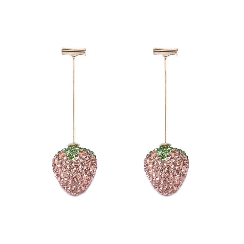 Spot drill geometric strawberry earrings for women in zinc alloy with six colour options
