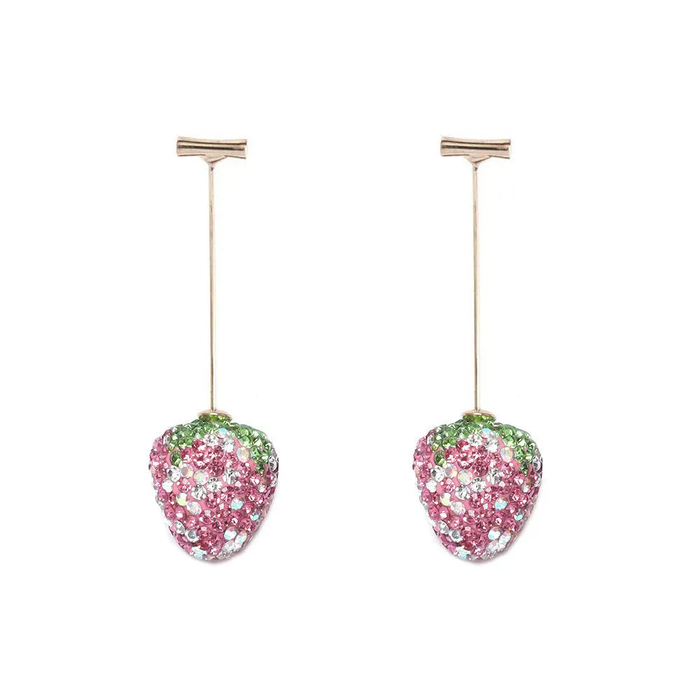 Spot drill geometric strawberry earrings for women in zinc alloy with six colour options