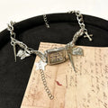 Dark multi-layer cross necklace with adjustable clavicle chain 41-50cm
