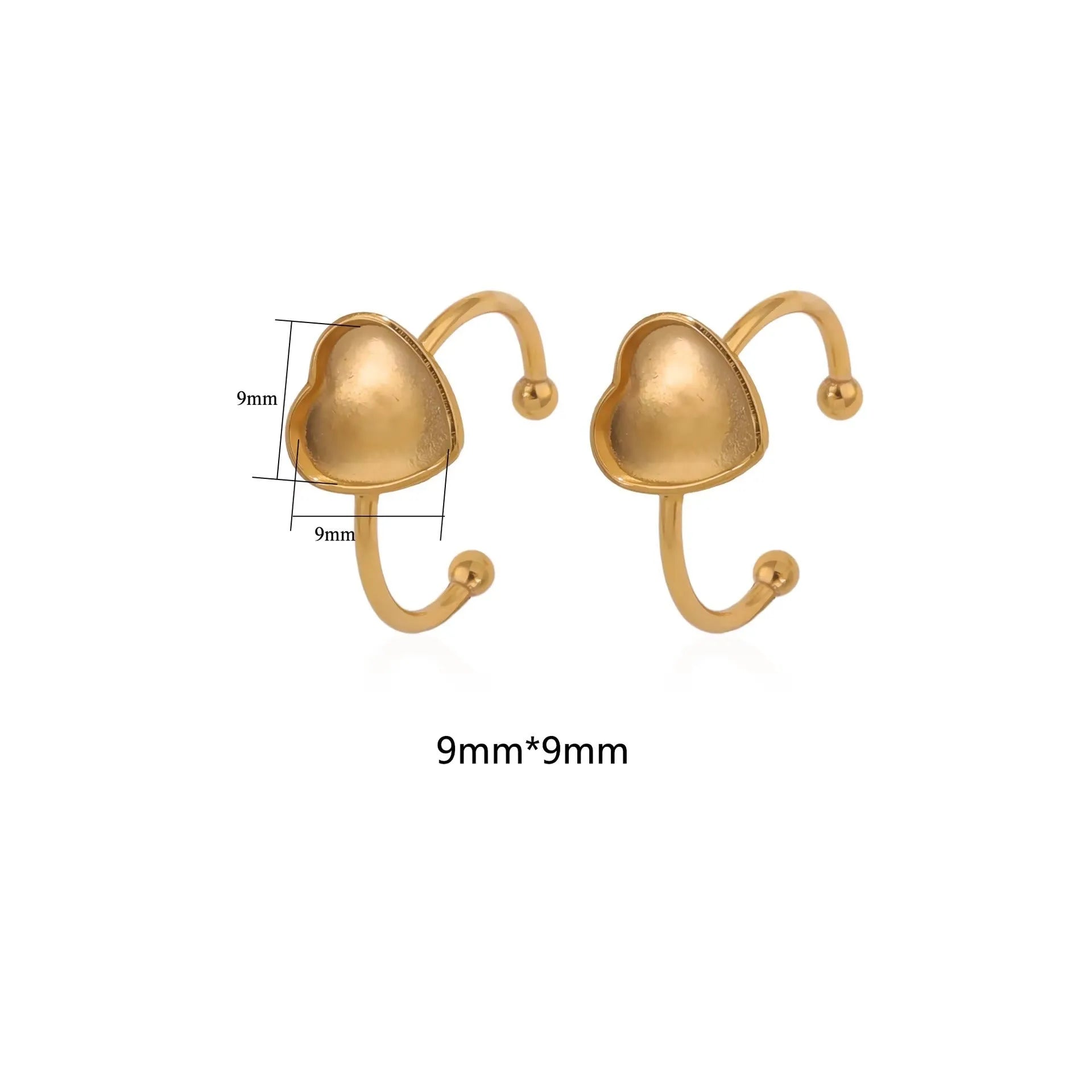 Golden electroplated stainless steel ring settings in various shapes with totem pattern texture and ring holder