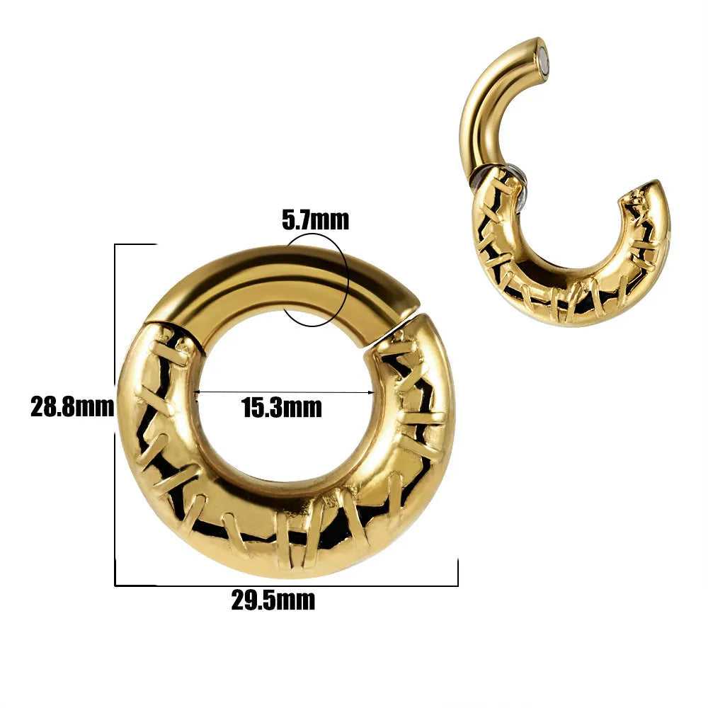 Stainless steel earrings with totem pattern design in various electroplated colours