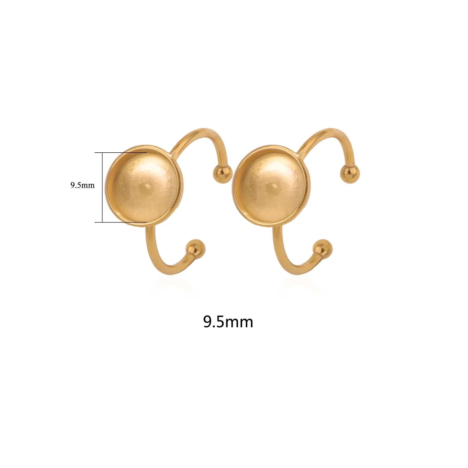 Golden electroplated stainless steel ring settings in various shapes with totem pattern texture and ring holder